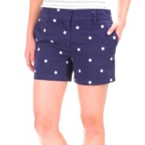 British Khaki Navy Blue Shorts with White Embroidered Stars Women’s Size 12